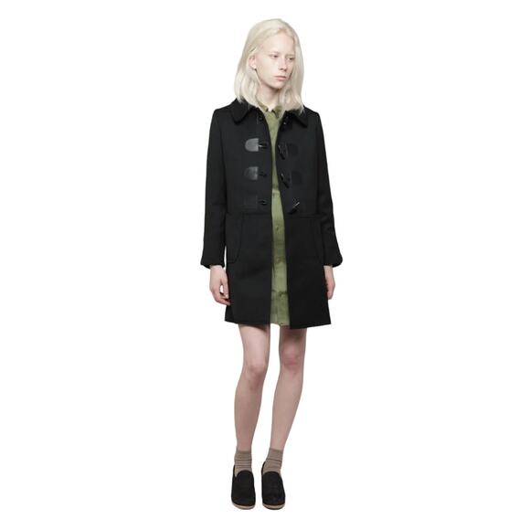 A.P.C. Rue Madame Paris Charlotte Black Wool Duffle Toggle Coat - Picture 2 of 12
